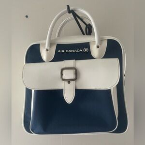 Vintage 70s Blondy Art Inc Air Canada Blue & White Carry On Stewardess Bag